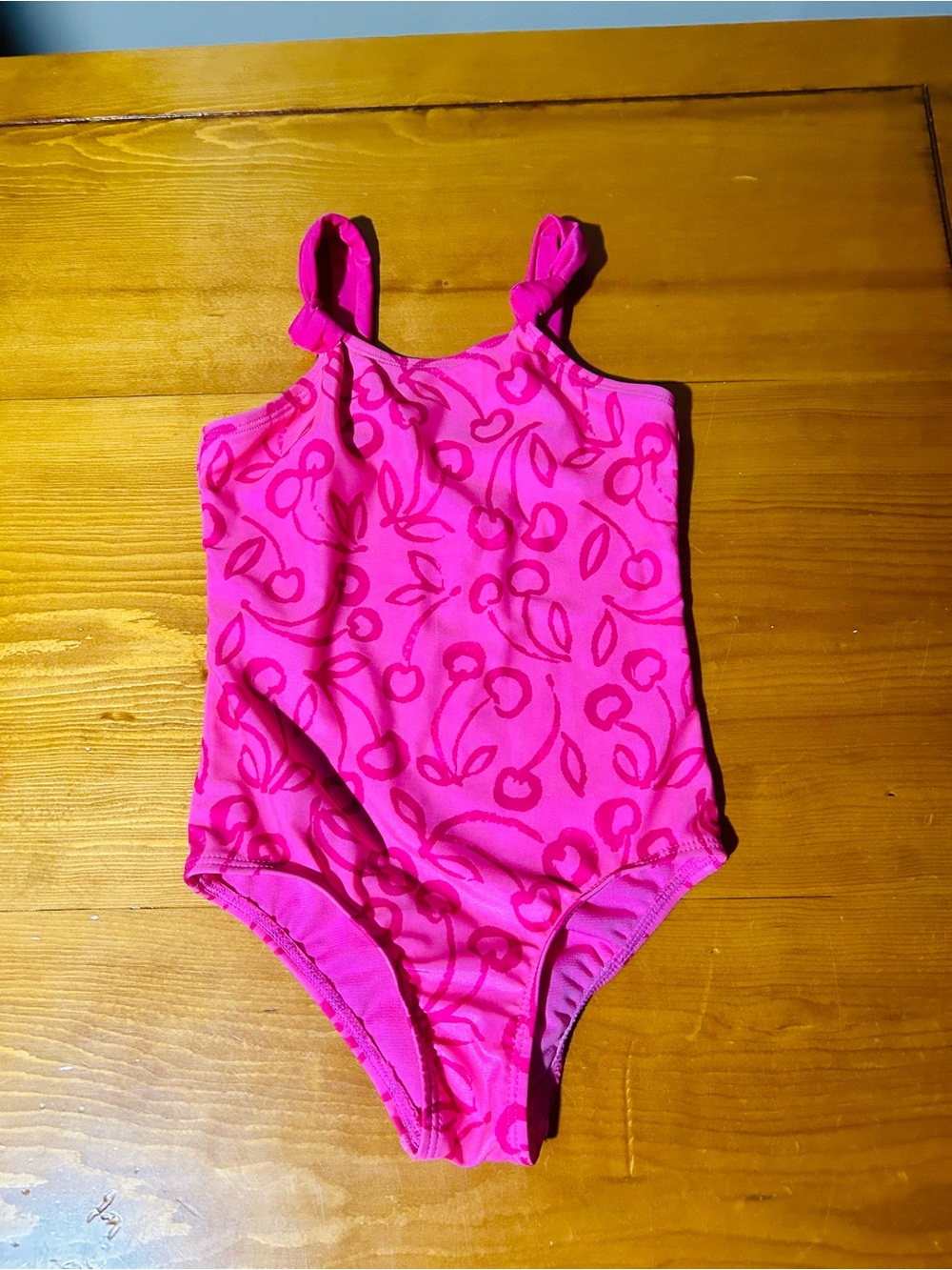 George Pink One-Piece Kids Swimsuit with Cherry Print